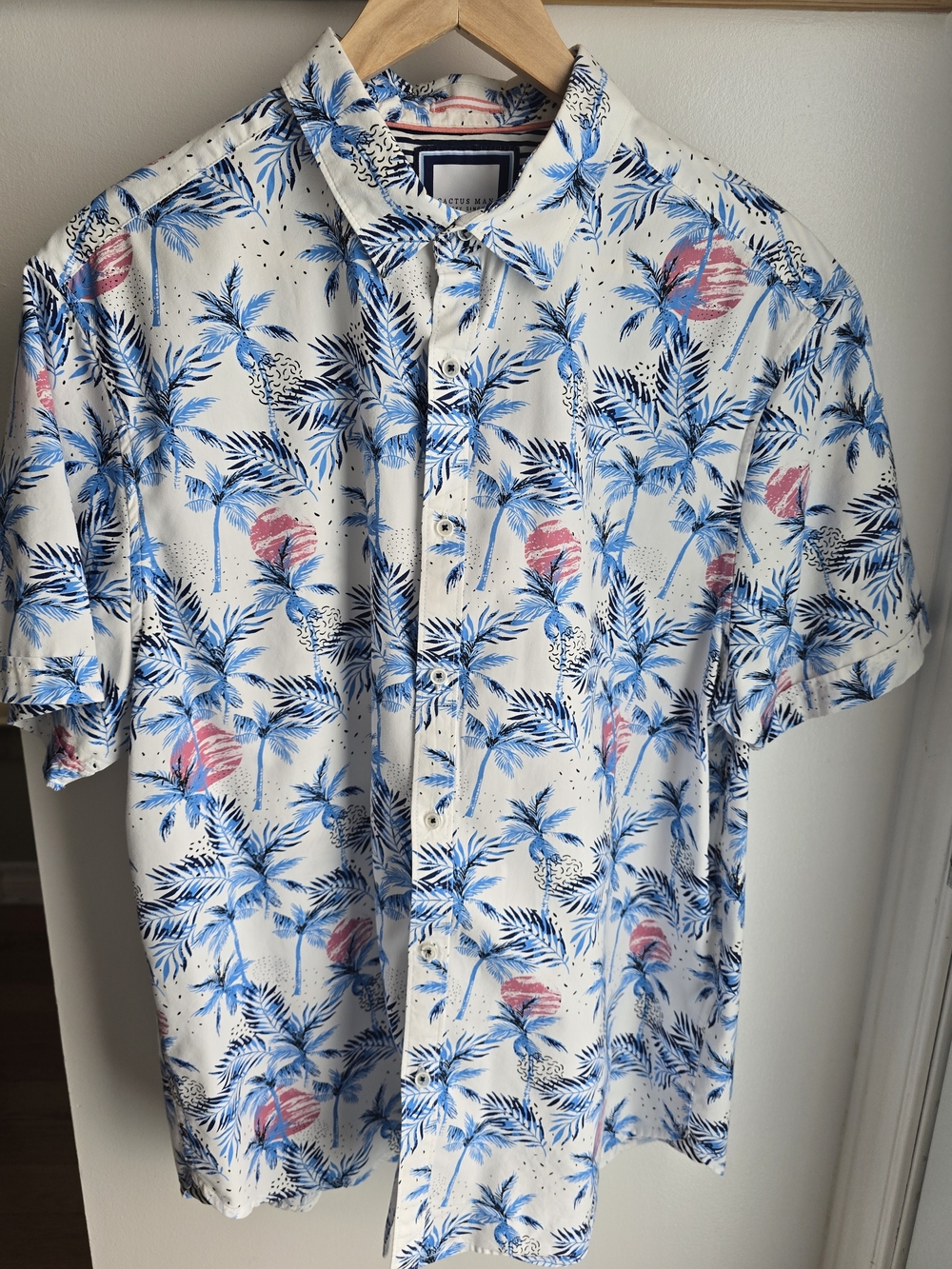 Exotic Blue Palm Print Men's Shirt